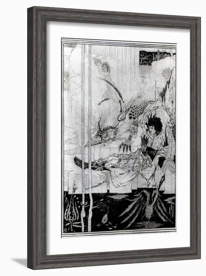 Now King Arthur Saw the Questing Beast and Thereof Had Great Marvel, from 'Le Morte D'Arthur'-Aubrey Beardsley-Framed Giclee Print