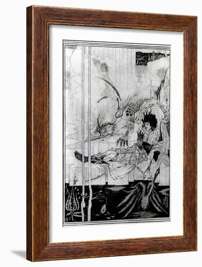 Now King Arthur Saw the Questing Beast and Thereof Had Great Marvel, from 'Le Morte D'Arthur'-Aubrey Beardsley-Framed Giclee Print