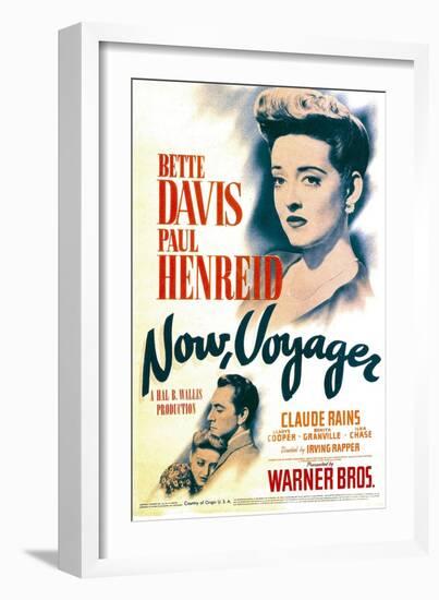 Now, Voyager, Bette Davis, Bette Davis, Paul Henreid on Midget Window Card, 1942-null-Framed Premium Giclee Print