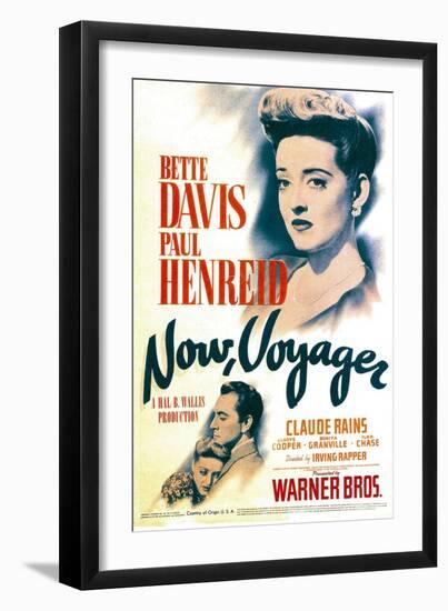 Now, Voyager, Bette Davis, Bette Davis, Paul Henreid on Midget Window Card, 1942-null-Framed Art Print