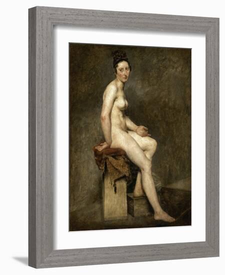 Nu assis. Mademoiselle Rose modèle de l'atelier de Guérin-Eugene Delacroix-Framed Giclee Print