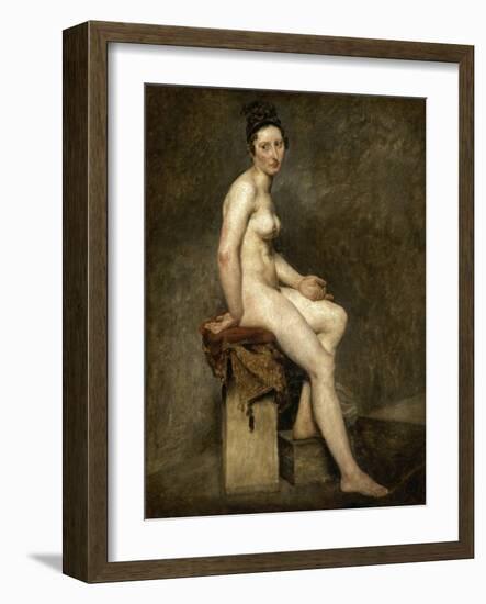 Nu assis. Mademoiselle Rose modèle de l'atelier de Guérin-Eugene Delacroix-Framed Giclee Print