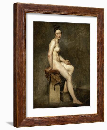 Nu assis. Mademoiselle Rose modèle de l'atelier de Guérin-Eugene Delacroix-Framed Giclee Print