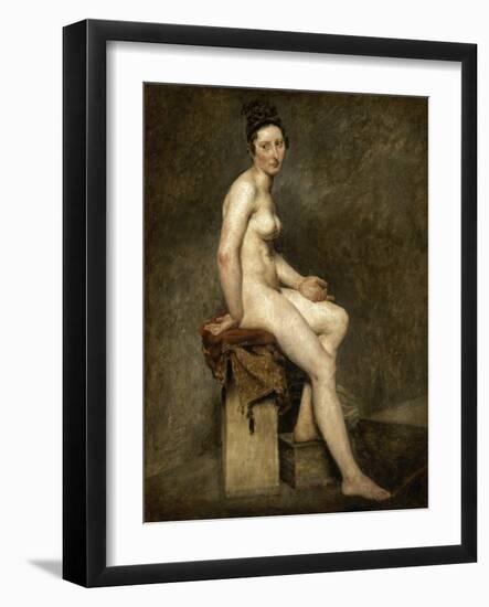 Nu assis. Mademoiselle Rose modèle de l'atelier de Guérin-Eugene Delacroix-Framed Giclee Print