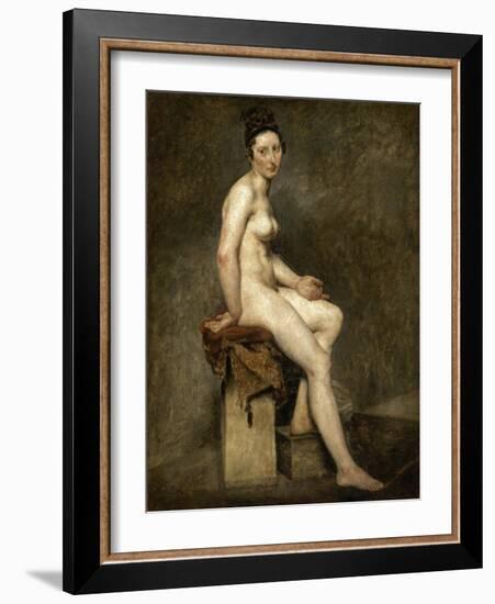 Nu assis. Mademoiselle Rose modèle de l'atelier de Guérin-Eugene Delacroix-Framed Giclee Print