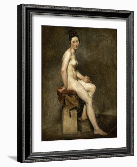 Nu assis. Mademoiselle Rose modèle de l'atelier de Guérin-Eugene Delacroix-Framed Giclee Print
