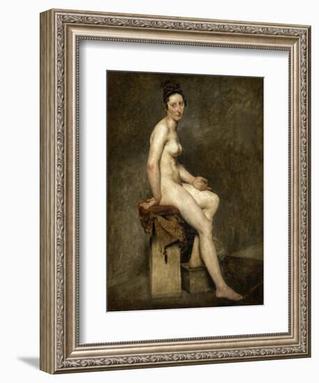 Nu assis. Mademoiselle Rose modèle de l'atelier de Guérin-Eugene Delacroix-Framed Giclee Print