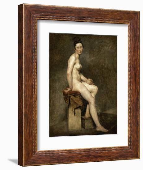 Nu assis. Mademoiselle Rose modèle de l'atelier de Guérin-Eugene Delacroix-Framed Giclee Print