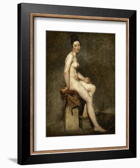 Nu assis. Mademoiselle Rose modèle de l'atelier de Guérin-Eugene Delacroix-Framed Giclee Print