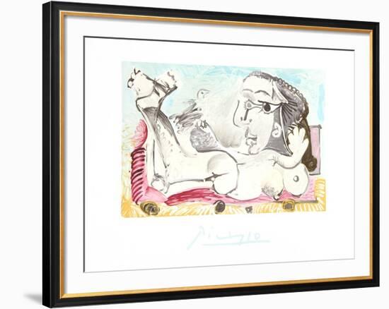 Nu Couche l'oiseau-Pablo Picasso-Framed Collectable Print