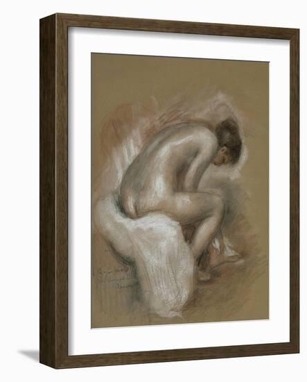 Nu féminin assis, s'essuyant le pied gauche-Pierre-Auguste Renoir-Framed Giclee Print