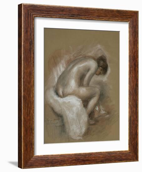 Nu féminin assis, s'essuyant le pied gauche-Pierre-Auguste Renoir-Framed Giclee Print