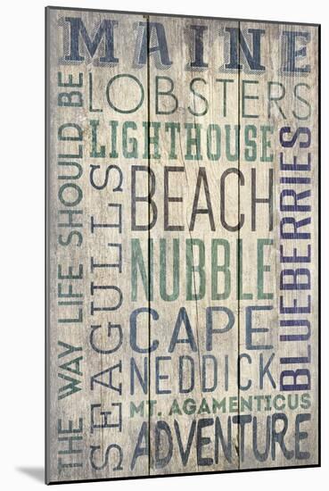 Nubble - Maine - Barnwood Typography-Lantern Press-Mounted Art Print