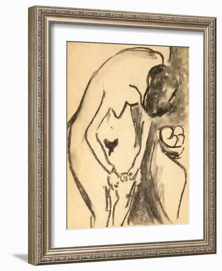 Nude, 1909 (Charcoal & Charcoal Wash on Paper)-Ernst Ludwig Kirchner-Framed Giclee Print