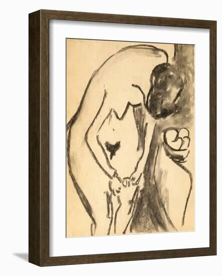 Nude, 1909 (Charcoal & Charcoal Wash on Paper)-Ernst Ludwig Kirchner-Framed Giclee Print