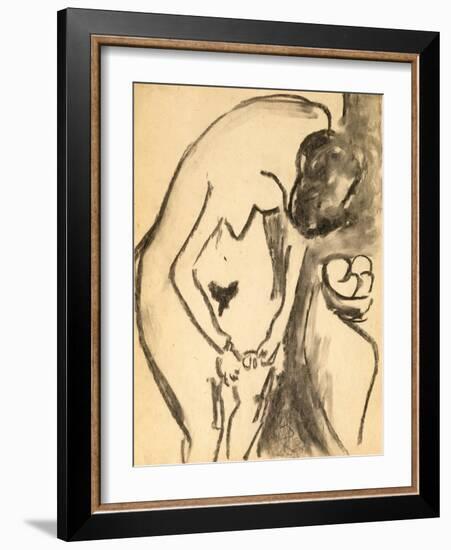 Nude, 1909 (Charcoal & Charcoal Wash on Paper)-Ernst Ludwig Kirchner-Framed Giclee Print