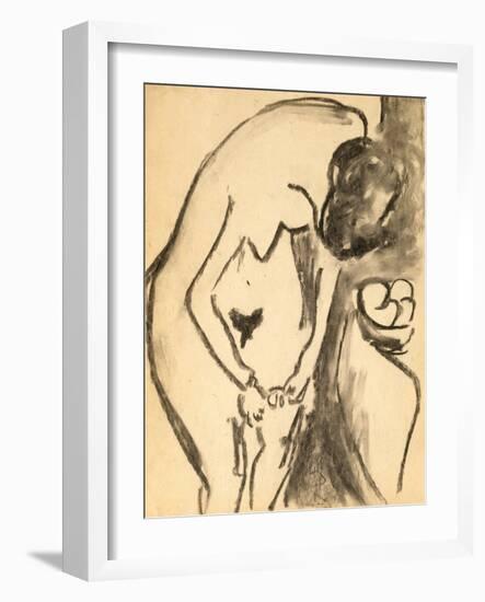 Nude, 1909 (Charcoal & Charcoal Wash on Paper)-Ernst Ludwig Kirchner-Framed Giclee Print