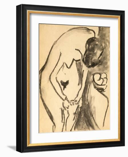 Nude, 1909 (Charcoal & Charcoal Wash on Paper)-Ernst Ludwig Kirchner-Framed Giclee Print