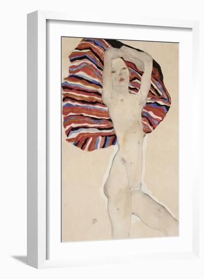 Nude Against Coloured Material, 1911-Egon Schiele-Framed Giclee Print