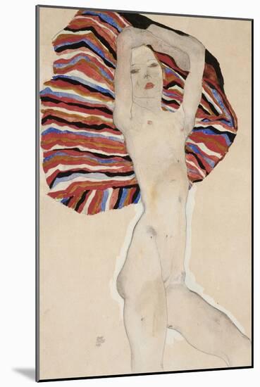 Nude Against Coloured Material, 1911-Egon Schiele-Mounted Giclee Print