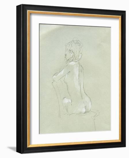 Nude Back View on Grey-Lincoln Seligman-Framed Giclee Print