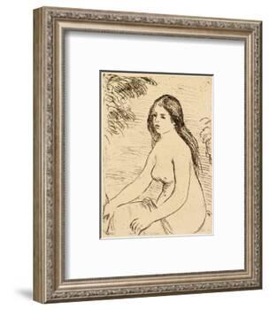 Nude bather, 1906 (etching)-Pierre Auguste Renoir-Framed Giclee Print