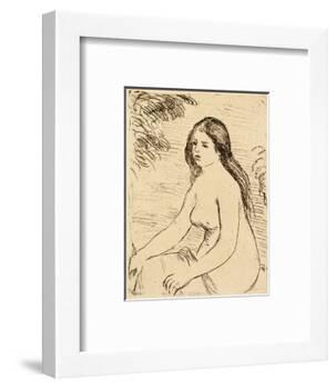 Nude bather, 1906 (etching)-Pierre Auguste Renoir-Framed Giclee Print