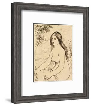 Nude bather, 1906 (etching)-Pierre Auguste Renoir-Framed Giclee Print