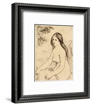 Nude bather, 1906 (etching)-Pierre Auguste Renoir-Framed Giclee Print