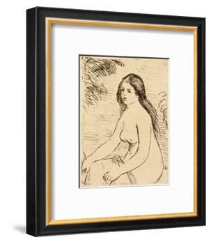 Nude bather, 1906 (etching)-Pierre Auguste Renoir-Framed Giclee Print