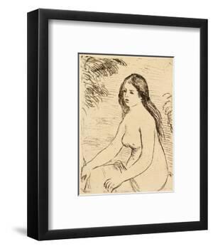 Nude bather, 1906 (etching)-Pierre Auguste Renoir-Framed Giclee Print