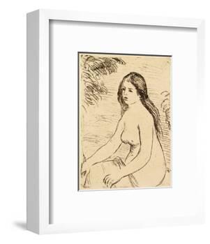 Nude bather, 1906 (etching)-Pierre Auguste Renoir-Framed Giclee Print