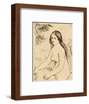 Nude bather, 1906 (etching)-Pierre Auguste Renoir-Framed Giclee Print