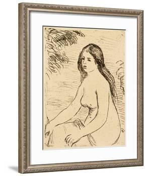 Nude bather, 1906 (etching)-Pierre Auguste Renoir-Framed Giclee Print