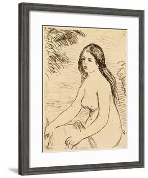 Nude bather, 1906 (etching)-Pierre Auguste Renoir-Framed Giclee Print