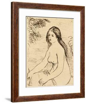 Nude bather, 1906 (etching)-Pierre Auguste Renoir-Framed Giclee Print