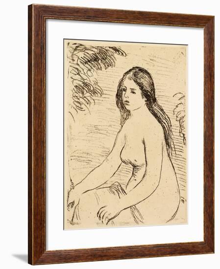 Nude bather, 1906 (etching)-Pierre Auguste Renoir-Framed Giclee Print