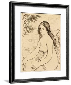 Nude bather, 1906 (etching)-Pierre Auguste Renoir-Framed Giclee Print