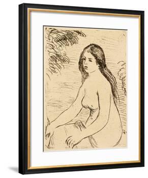 Nude bather, 1906 (etching)-Pierre Auguste Renoir-Framed Giclee Print