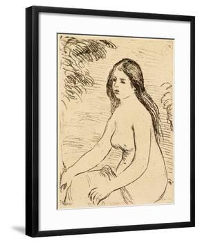 Nude bather, 1906 (etching)-Pierre Auguste Renoir-Framed Giclee Print