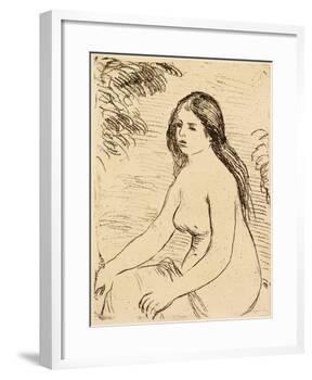 Nude bather, 1906 (etching)-Pierre Auguste Renoir-Framed Giclee Print