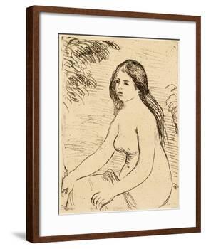 Nude bather, 1906 (etching)-Pierre Auguste Renoir-Framed Giclee Print