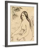 Nude bather, 1906 (etching)-Pierre Auguste Renoir-Framed Giclee Print