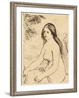 Nude bather, 1906 (etching)-Pierre Auguste Renoir-Framed Giclee Print