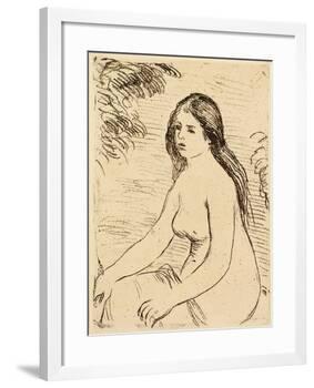 Nude bather, 1906 (etching)-Pierre Auguste Renoir-Framed Giclee Print