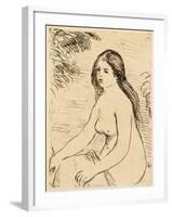 Nude bather, 1906 (etching)-Pierre Auguste Renoir-Framed Giclee Print