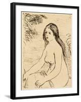 Nude bather, 1906 (etching)-Pierre Auguste Renoir-Framed Giclee Print
