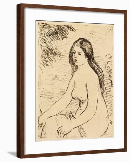 Nude bather, 1906 (etching)-Pierre Auguste Renoir-Framed Giclee Print