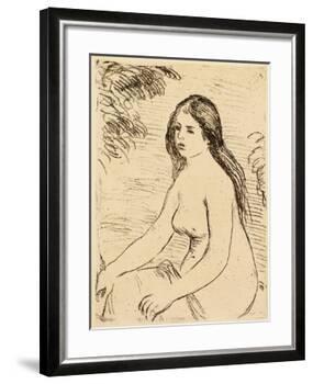 Nude bather, 1906 (etching)-Pierre Auguste Renoir-Framed Giclee Print