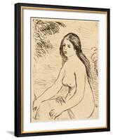 Nude bather, 1906 (etching)-Pierre Auguste Renoir-Framed Giclee Print